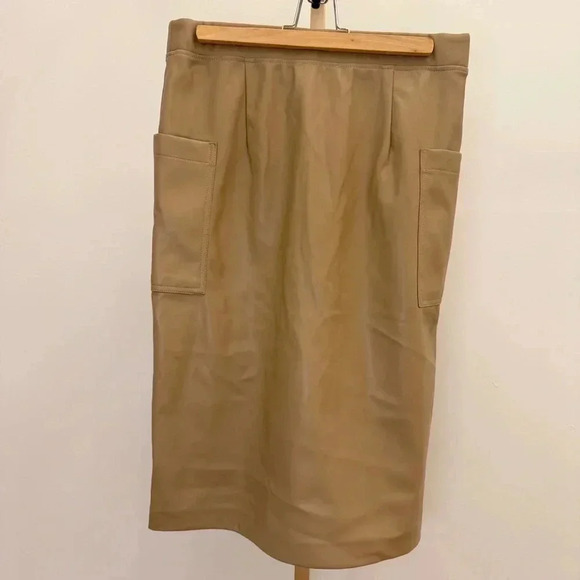 Laundry by Shelli Segal Women's Tan Pencil Skirt  M Knee Length Vegan Leather - Picture 8 of 12